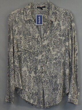 Velvet Heart Snakeskin Print Button Down Shirt NWOT A666